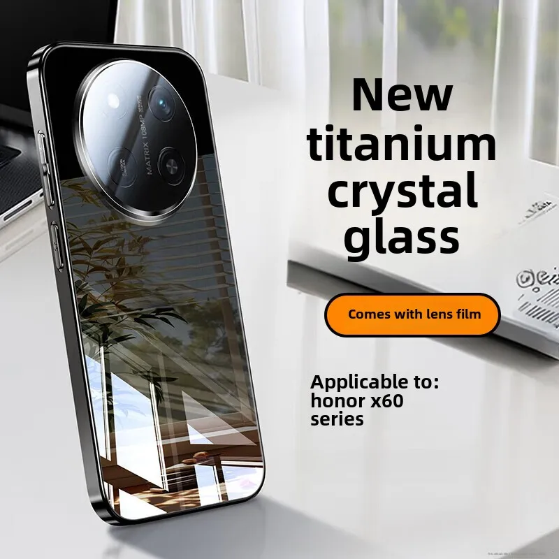 Ice Crystal Glass Phone Case, Full Coverage Protection, Anti-Shock Design, New, Honor X60, x60pro