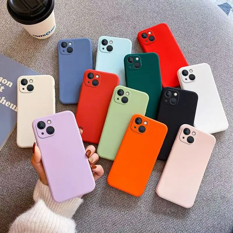 Coque de protection en Silicone liquide, étui arrière d'origine en TPU pour Apple iPhone 16 15 14 Plus 13 mini 12 11 Pro X XR XS Max 16e