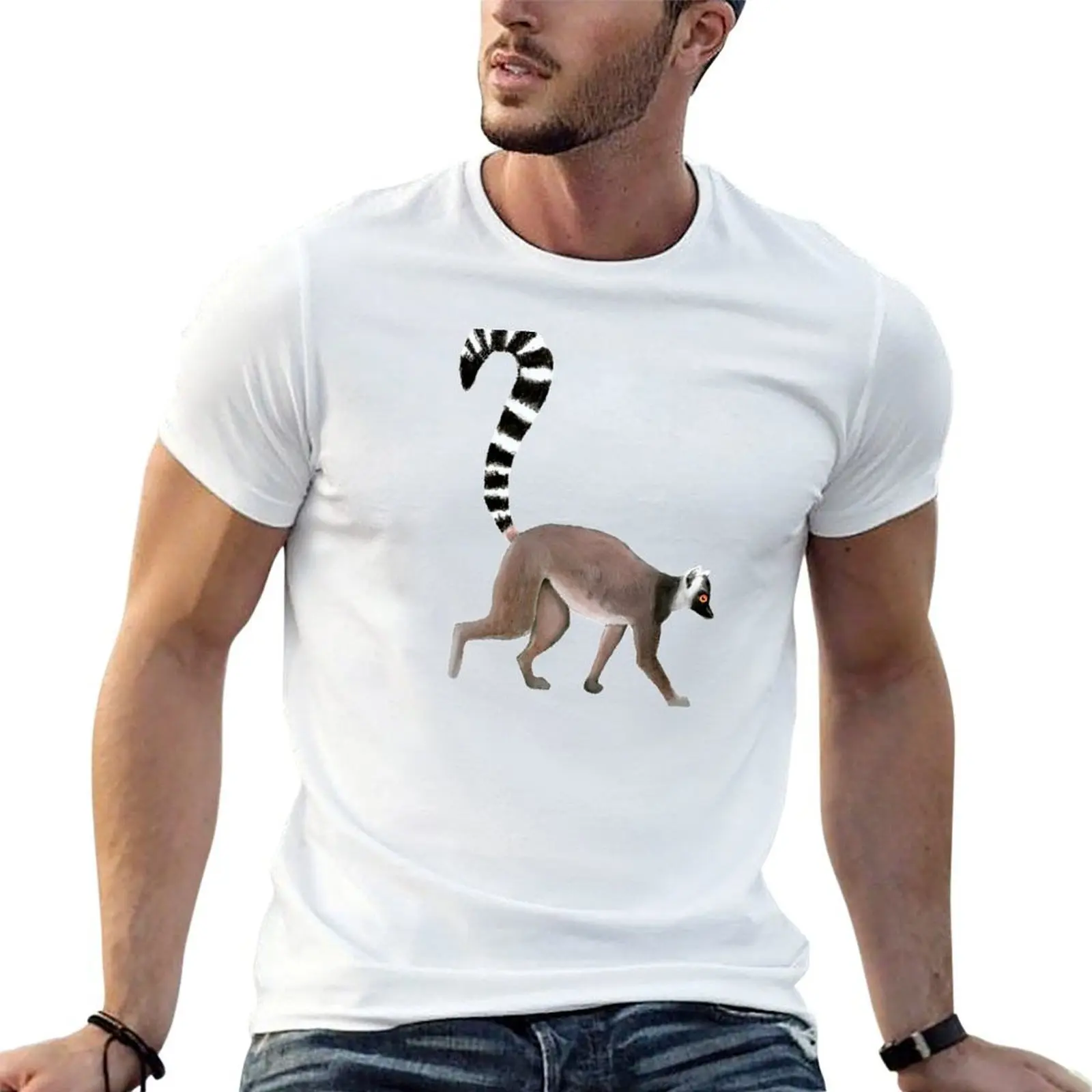 Ring Tailed Lemur Pattern T-Shirt summer top Louboutins mens t shirts casual stylish