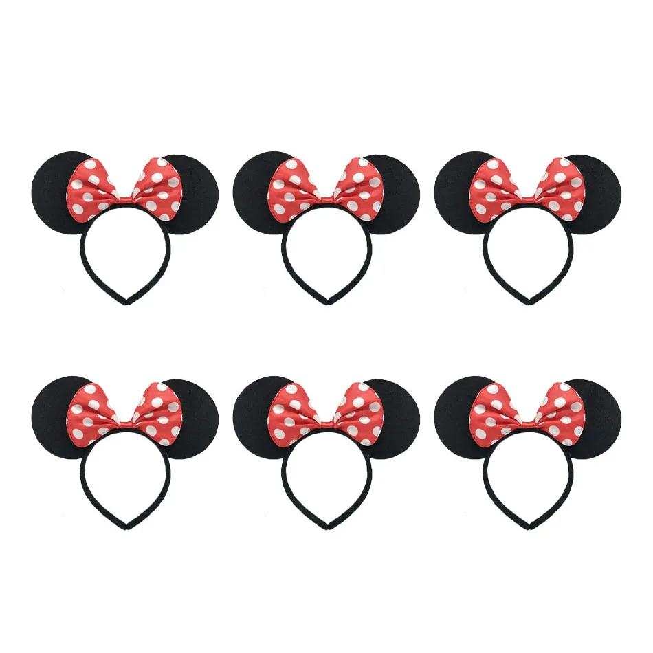 3/6/12pcs/lot Girls Mouse Ears Solid Bow Ears Headband for Birthday Party Supplies and Mouse Themed Costume Cosplay Decoration image 3