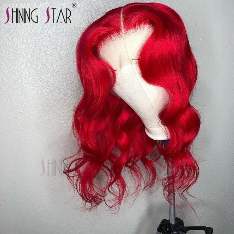 

Hot Red Colored 13X4 Lace Front Wigs For Black Women Dark Burgundy Lace Front Human Hair Wig 99J Body Wave Brazilian Hair Wigs