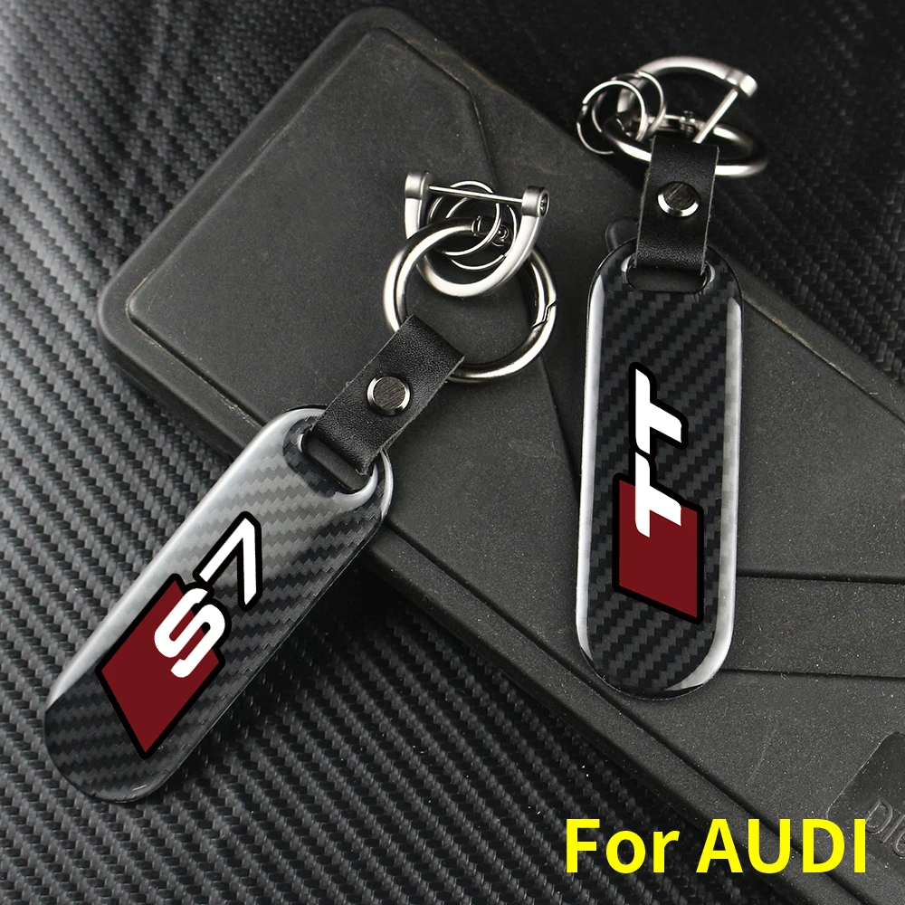 Carbon Fiber Car Keychain Key Chain Pendant  Keyring Horseshoe Buckle For AUDI S1 S2 S3 S4 S5 S6 S7 S8 RS TT Auto Accessories