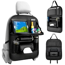 Leather Pad Bag Car Seat Back Organizer Foldable Table Tray Travel Storage Bag Drink Holder Dining Table Storage Cover Protector