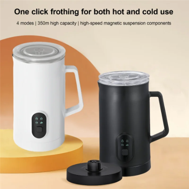 

A7THK-4-In-1 Electric Milk Frother 400W 590Ml Hot And Cold Milk Foamer Silent Operation Stainless Steel Milk US Plug