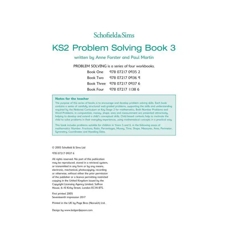 KS2 Problem Solving 2 Anne Forster And Paul Martin Schofield And Sims 9780721709376 Book