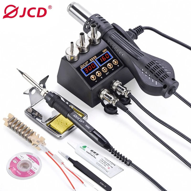 JCD 8898 2-in-1 Welding station LCD digital display 750W welding rework station mobile phone BGA SMD maintenance welding tool