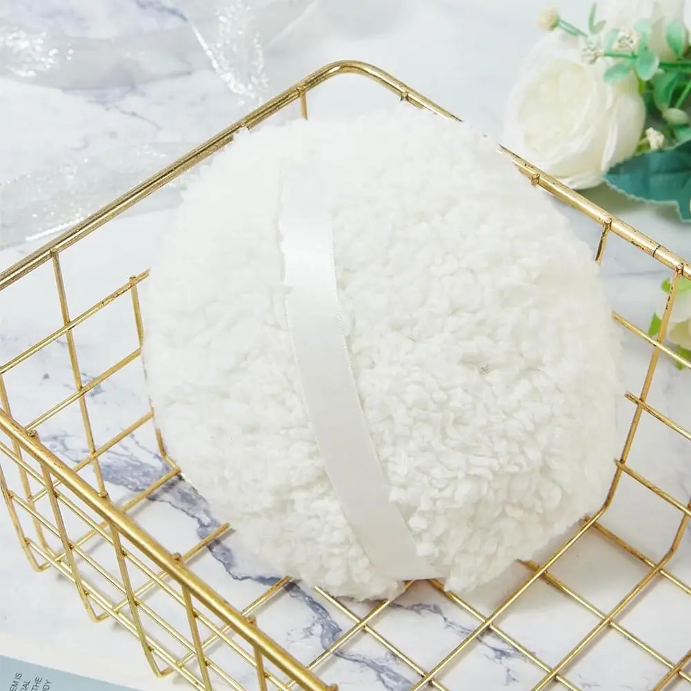 1 Stuk Wit Roze Kleuren Lang Pluche Poederdeeg Extra Grote Lichaamspoeder Applicator Zacht Oversized Stof Pufjes Body Gezichtspoeder Puff