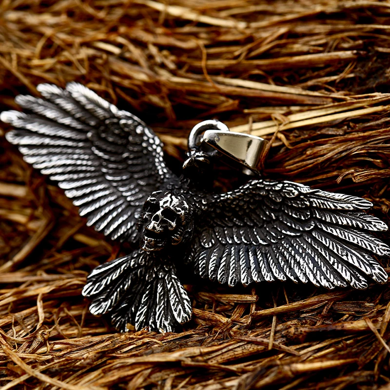 Beier Wholesale Stainless Steel Emboss Eagle Pendant predator necklace For Man Punk good detail Animal Jewelry BP8-752