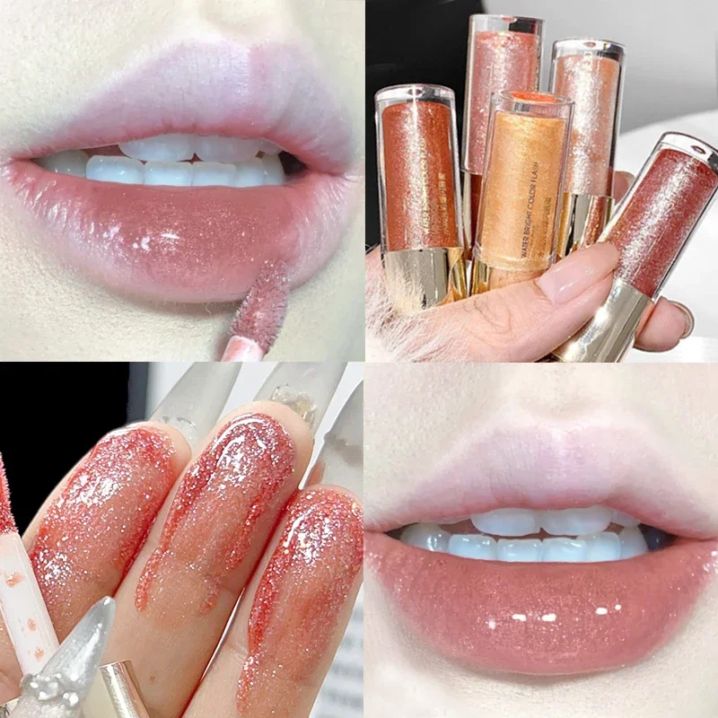 Sparkle Fine Glitter Lip Gloss Moisturizing Non-Stick Cup Lip Glaze Lasting Shimmer Shiny Liquid Lipstick Korean Makeup Cosmetic