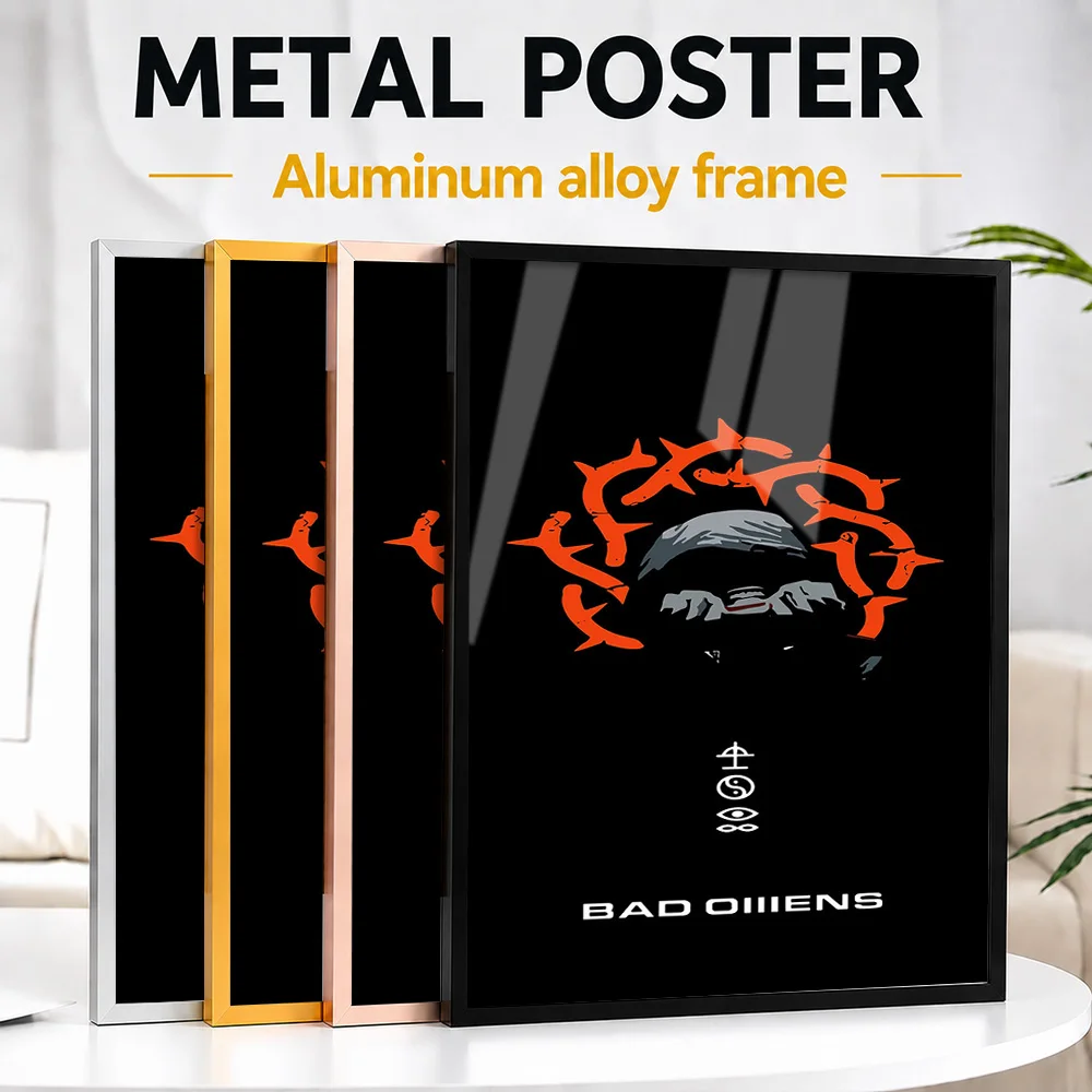 Bad Omens Band Metal Poster With Aluminum Alloy Frame Customized Neon Style Wall Art For Recording Studio, Record Collector Gift