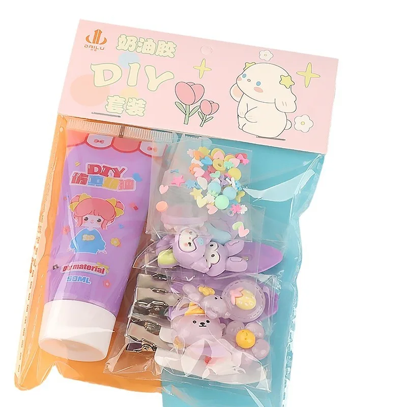 New Cute Cartoon Cream Gel Children\'s Craft Toy Material Pack Handmade DIY Hair Clip Resin Accessories Fashion Versatile Set