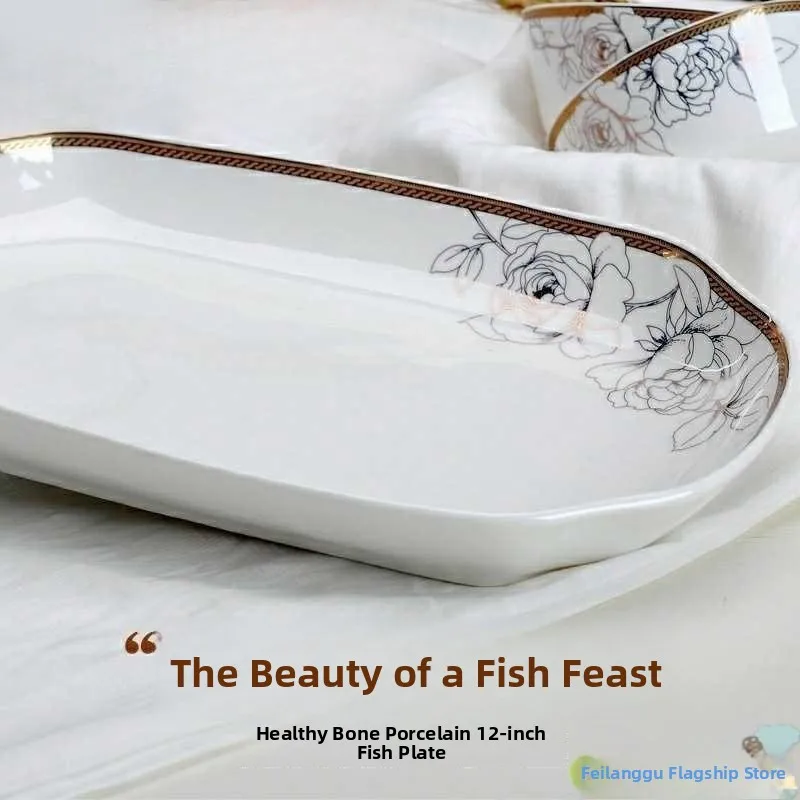 

Large 2-Inch Cerc Fi Plate Rectangular Sted Fi Di Microwave Oven Se Dining Utensils Home Use Porcelain Plate