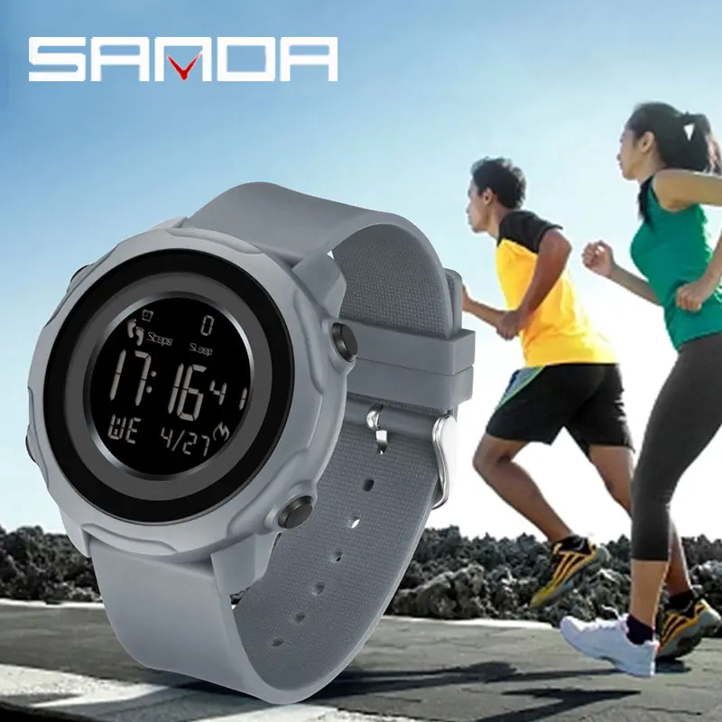 LED Digital Watch SANDA Luxury Top Fitness Pedometer Sports