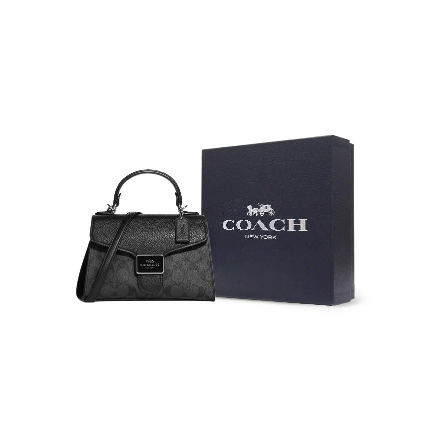 COACH Pepper Signature Coated Canvas With Refined Pebbled Leather Handbag, Shoulder Bag, Crossbody Bag Small Women's C7226-SVTSQ