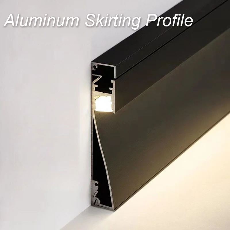 LED Skirting Line Strip Lights Recessed Wall Mount H60/80mm Aluminum Profile With Milky Cover Corner Channel Home Decor Bar Lamp