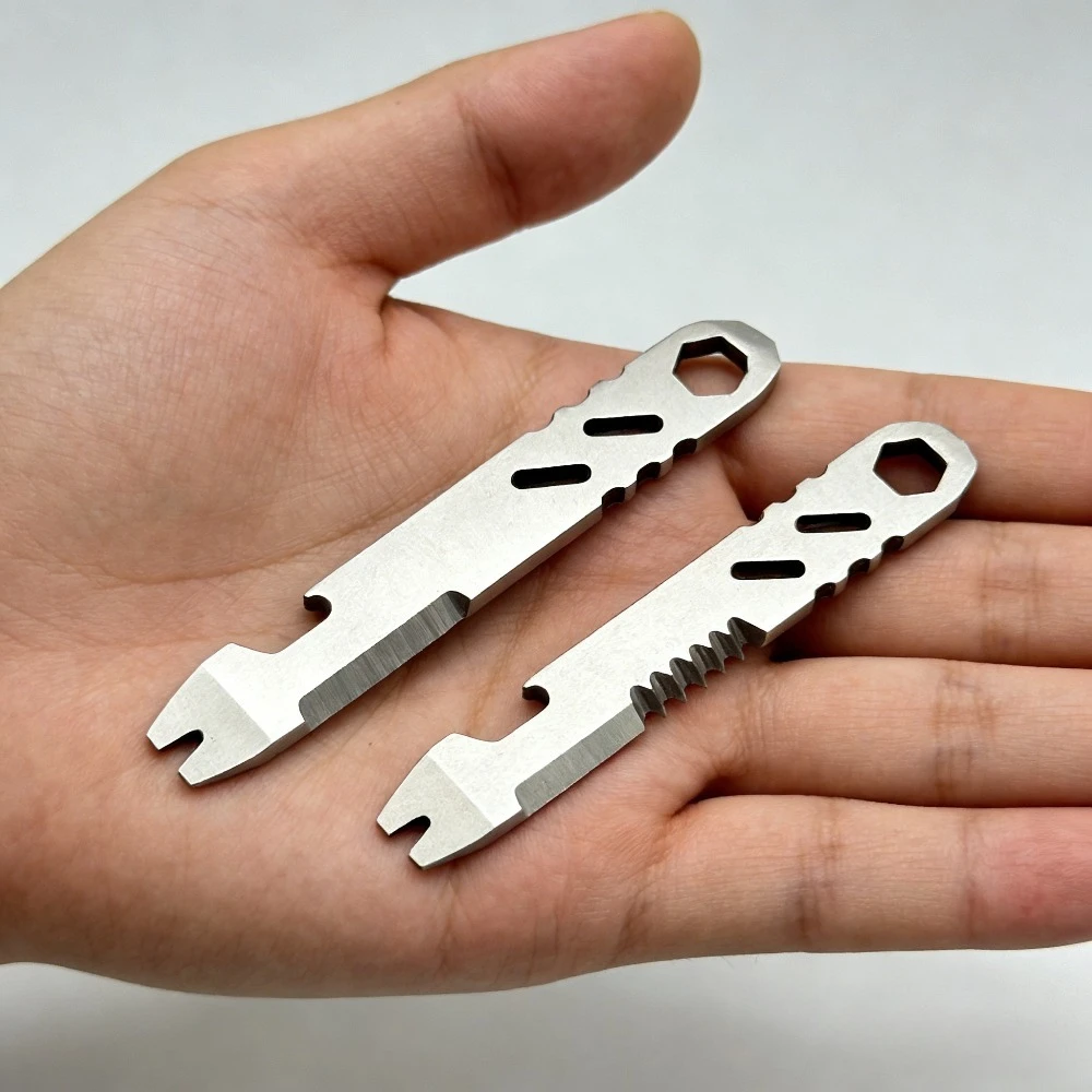 Mini Multifunktions-Brecheisen aus Edelstahl, Mini EDC Sechskantschlüssel, Flaschenöffner, Tragbares Outdoor-Fahrradreparaturwerkzeug