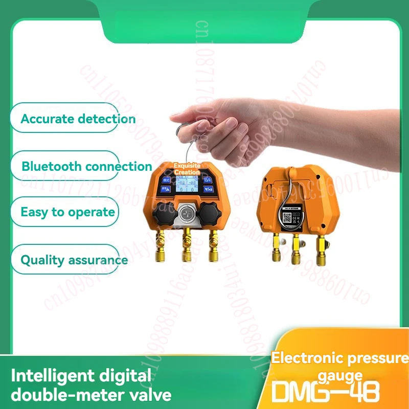 Bluetooth sem fio app digital medidor duplo válvula eletrônico display digital medidor de pressão refrigerante fluoreto conjunto dmg4b