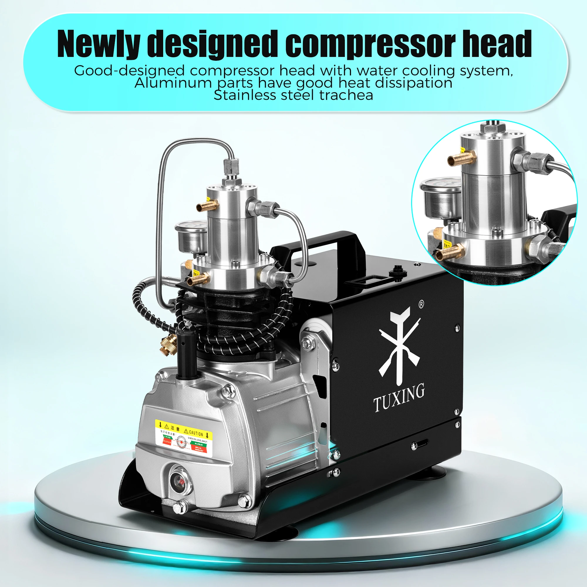 TUXING 300Bar 4500Psi PCP Air Compressor Electric High Pressure Compressor Scuba Diving 0-6.8L Tank PCP Rifle 220V/110V TXES021