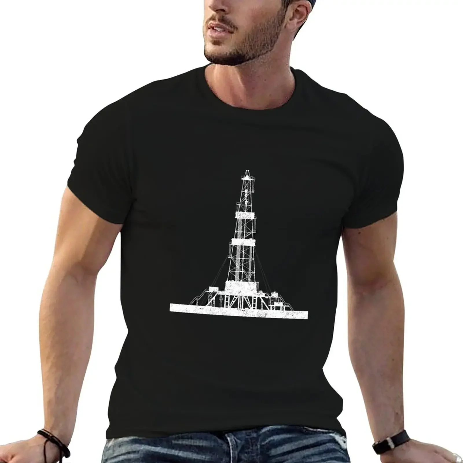 Oilfield Driller Drilling Rig T-Shirt designer shirts summer clothes Men's t-shirts