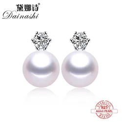 2026 New Classic Princess Earrings 100% Real Freshwater Pearl Earring for Women White/pink/purple Hot Selling 925 Silver Jewelry