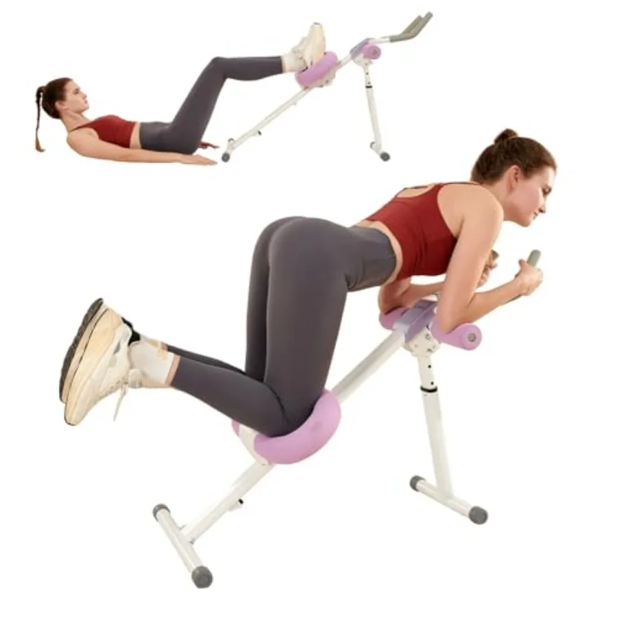 At home abdominal trainer: purple collapsible adjustable ab workout machine for core strength training