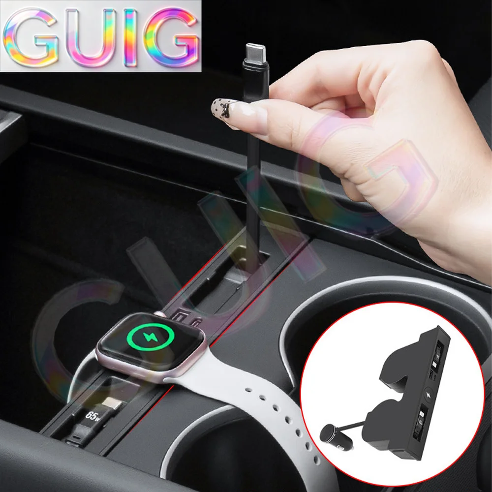 For Tesla Model Y Juniper Fast Charger USB Shunt Docking Station for Model 3 Highland Sunken Adapter Powered Splitter Extension