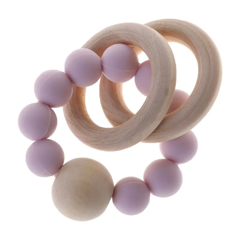 Infant Baby Nursing Bracelets Wooden Teether Silicone Chew Beadeds Teething Rattles  Teether Montessori Bracelets