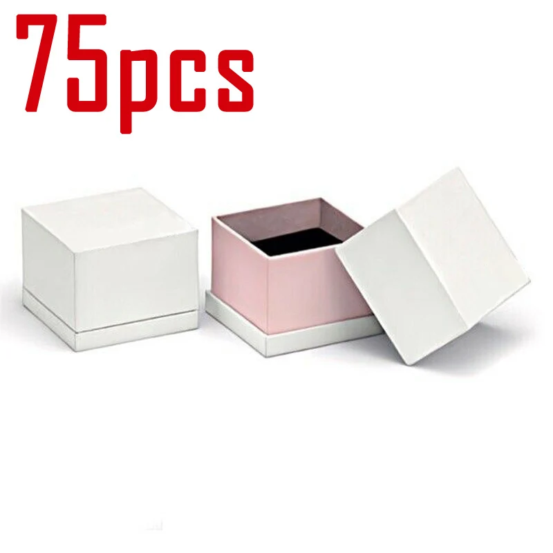 75pcs Packaging Paper Ring Boxes For Earrings Charms Fashion Jewelry Case for Valentine's Day Gift Wholesale Lots Bulk