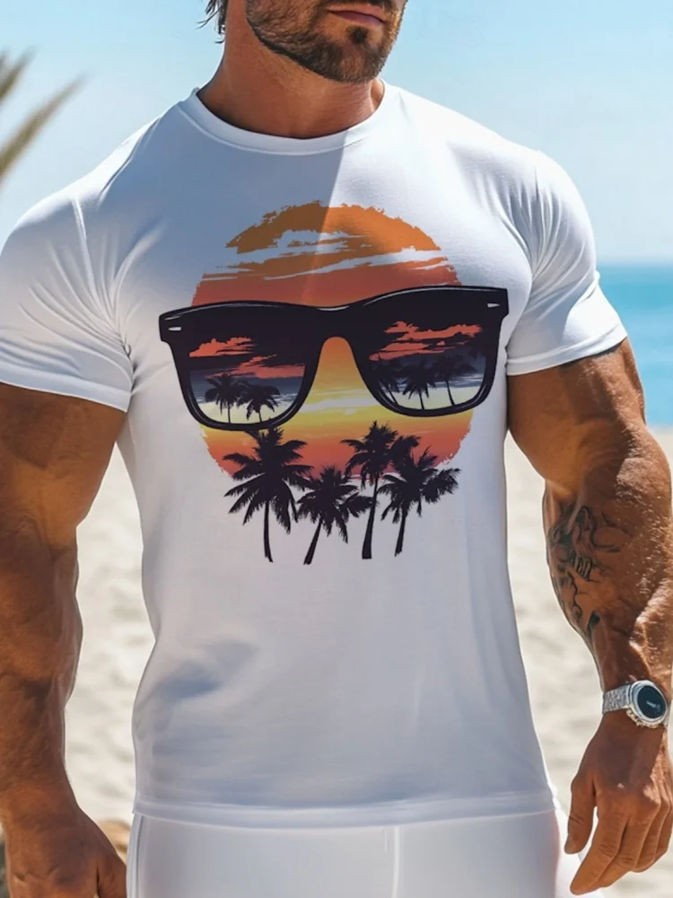 2025 Summer Daily Casual Men's Shirt Outdoor Street Men's Loose Short-sleeved Shirt 3D Crocodile Print Men's Fashionable T-shirt