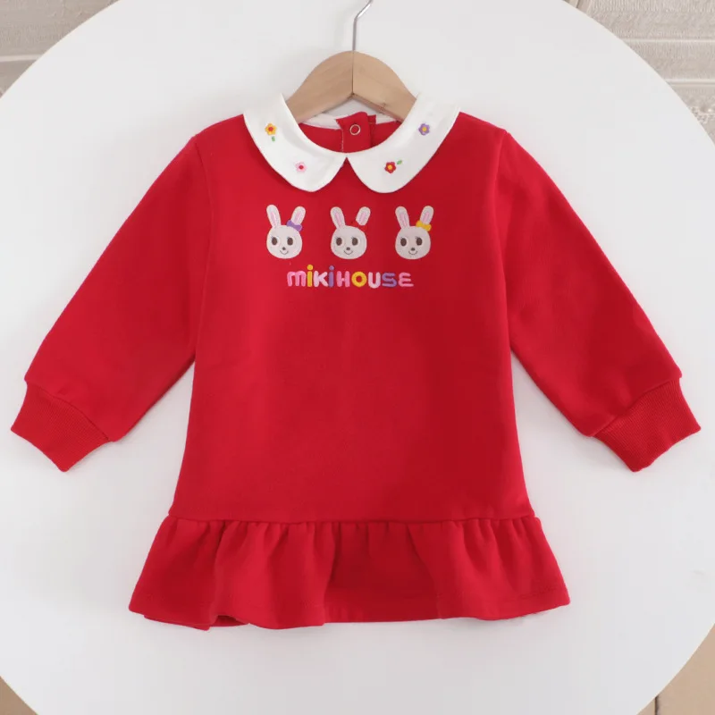 Autumn Girl Cartoon Rabbit Long Sleeved Sweatshirts  Skirt Kids Clothes Girls  Dresses  Baby Sweatshirt  Cute Hoodies Roupa