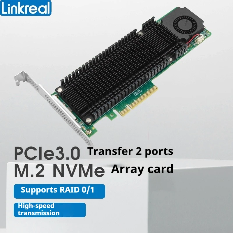 

Linkreal pcie3.0 x8 to 2-port M.2 NVMe array card raid0.1 88NR2241B0 main controller