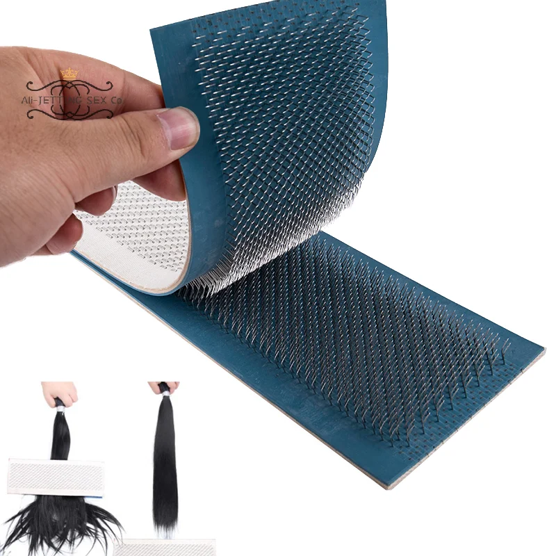 

24cm X 9cm Hair Drawing Mat For Bulk Hackle Combs Tools Hair Extensions Drawing Card(Skin Pad) With Needles