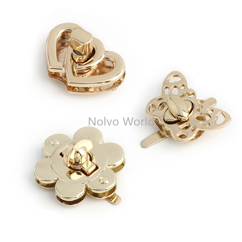 

Silver/Gold Flower/Butterfly/Oval Shape Various Designs Shiny Twist Lock For Clutches Bags Purse Press Push Locks Accessories