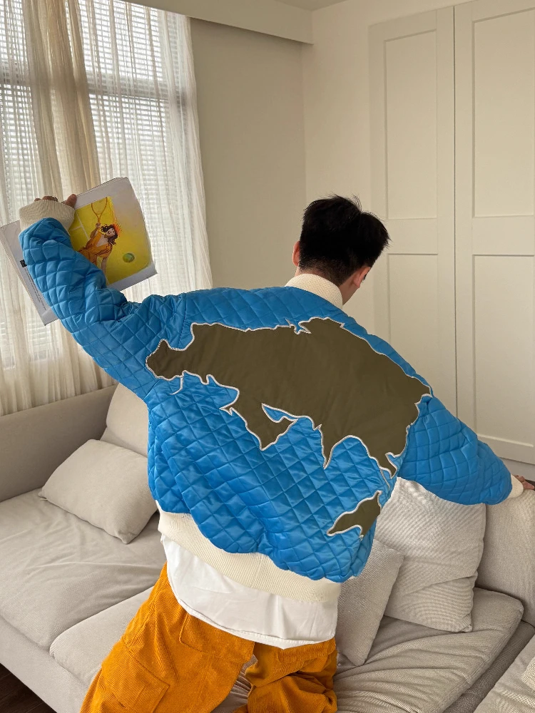 الرجال 2025 الخريف موضة جديدة سترات للعبة البيسبول سترات الذكور النمط الأمريكي مطبوعة فضفاضة الراحة الجولة الرقبة اللون مطابقة القمم #2