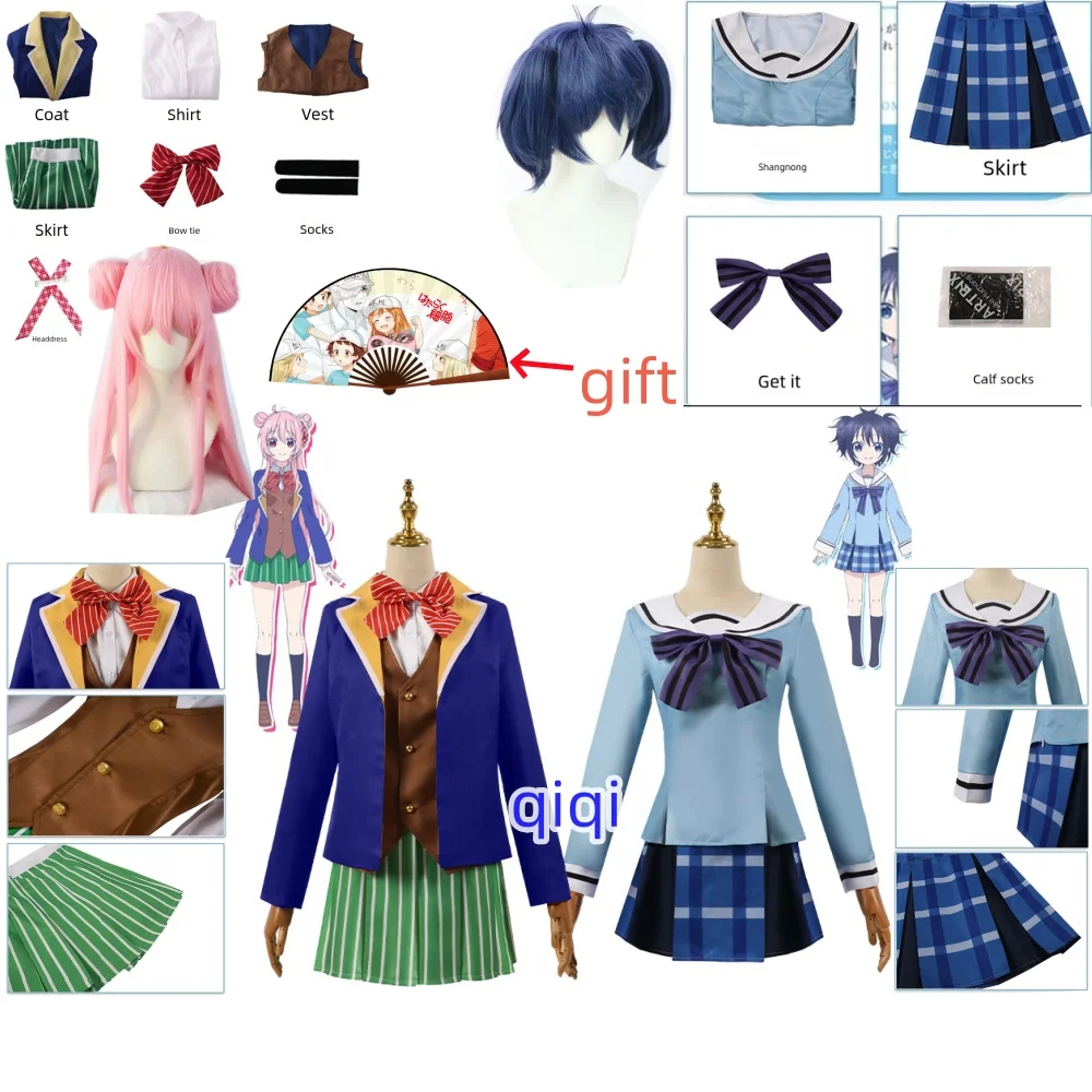 Glückliches zucker leben anime cosplay kostüm shio koube kobe matsuzaka satou cosplay frauen mädchen jk schuluniform sailor anzug perücke