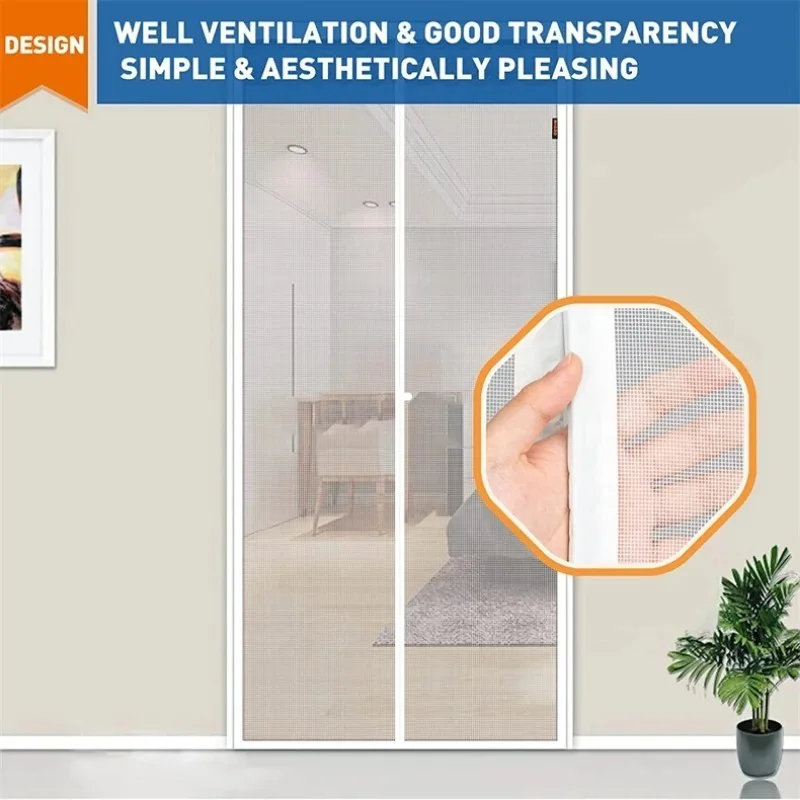 White Strong Magnetic Door Curtain Encryption Invisible Anti- Mosquito Mesh Net Customized The Automatic Closing Screen Door