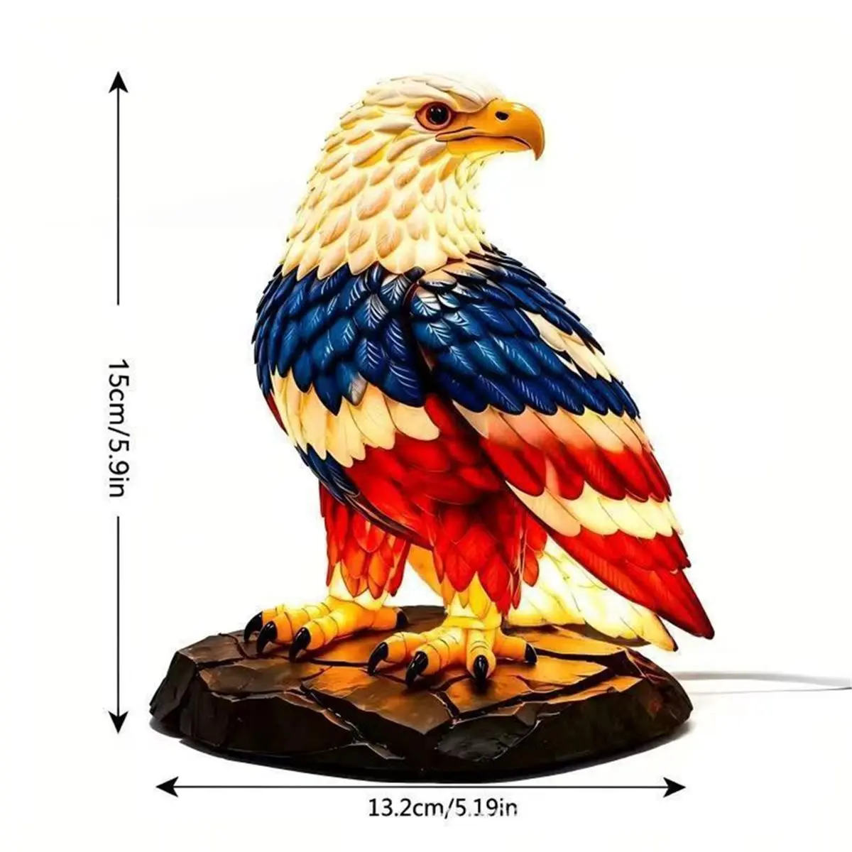 PHONE&GEAR Eagle Resin Table Lamp Atmospheric Desktop Night Light for Independence Day, Memorial Day & Home Decor
