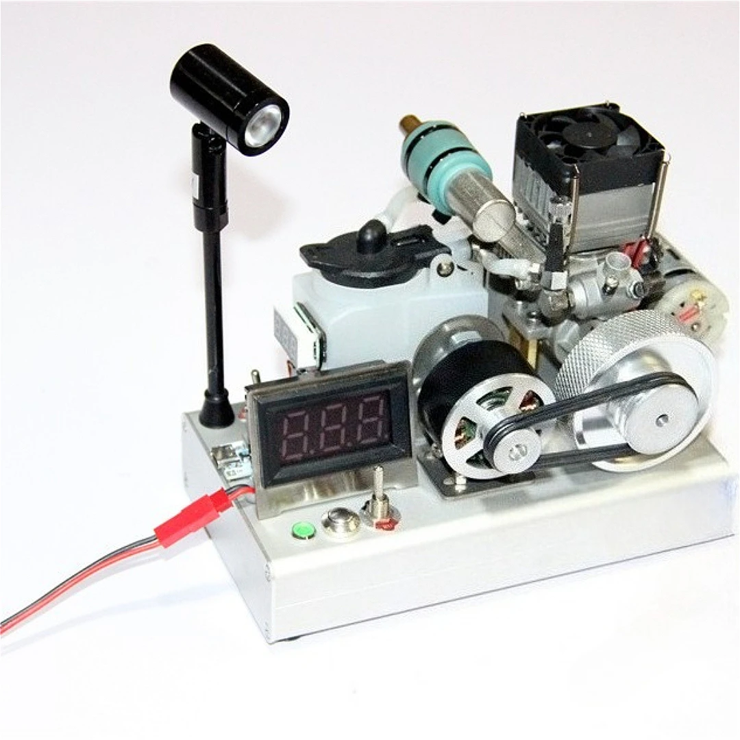 Mini Starter Motor Generator 12 Stage Methanol Engine Starter Base Pre-assembled Metal Engine Precision Model with Radiator