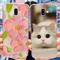 Phone Case For Samsung Galaxy J6 Plus (J6+) / J6 2018 Cute Flower Cat Printed Soft Silicone TPU Cases For Samsung J 6 J6Plus