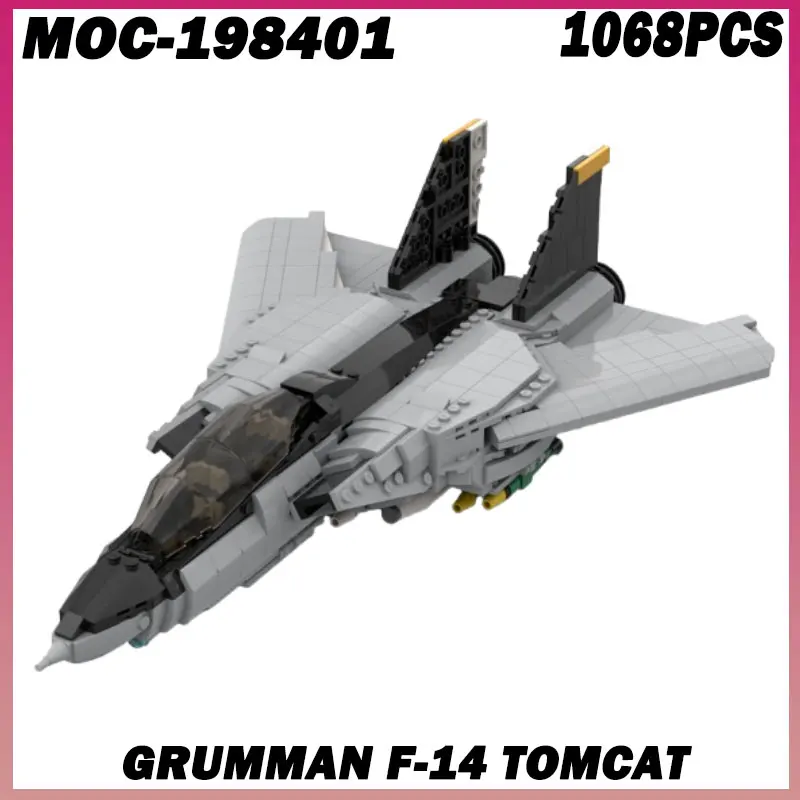 

1068PCS MOC-198401 Military Grumman F-14 Tomcat Fighter Aircraft Building Blocks MOC Carrier-Base Fighter Model Bricks Set
