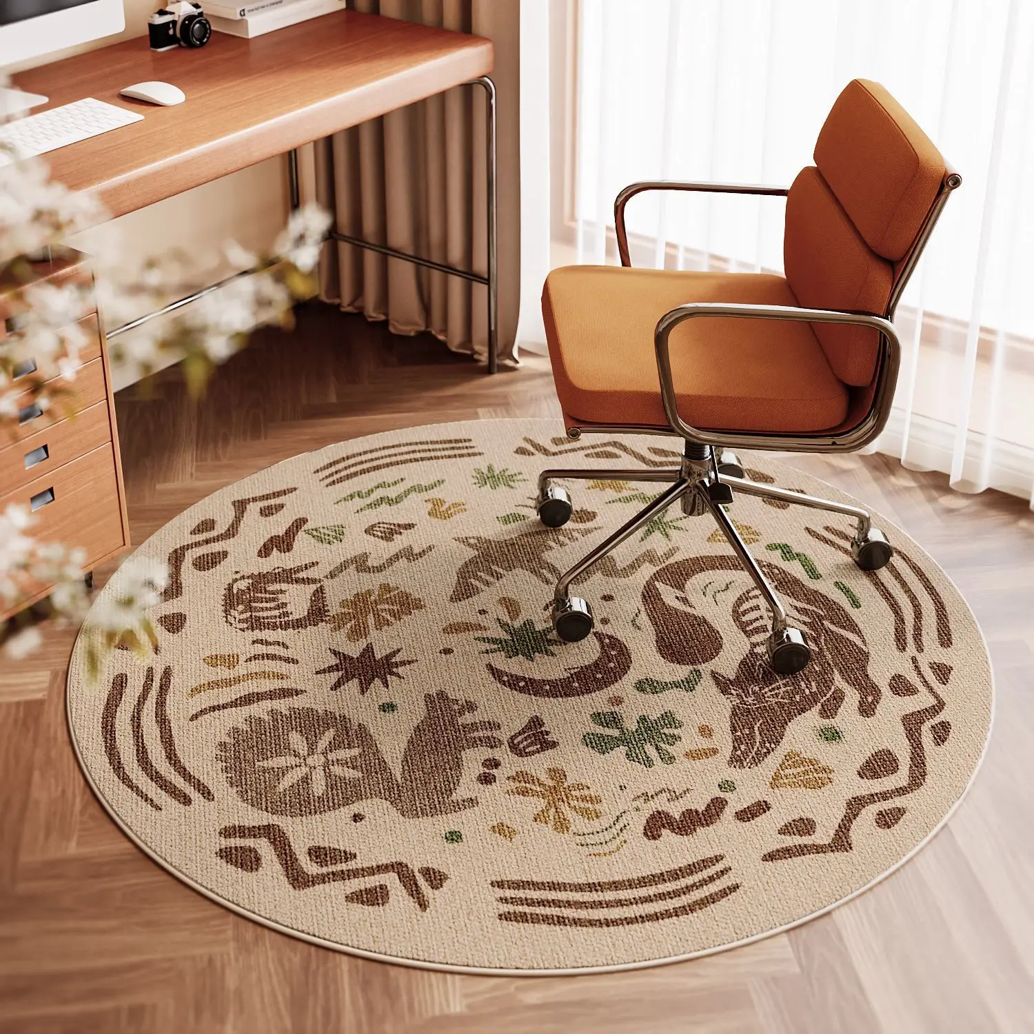 Round Carpet Easy-To-Clean Study Chair Learning Chair e-Sports Chair Computer Chair Rug Crystal Velvet Soundproof Home Decor