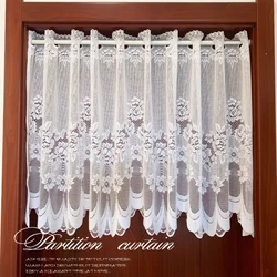 1pc White Lace Sheer Curtains Dining Room Kitchen Cafe Voile Valance Short Curtain Window Treatment Door Curtain Drapes
