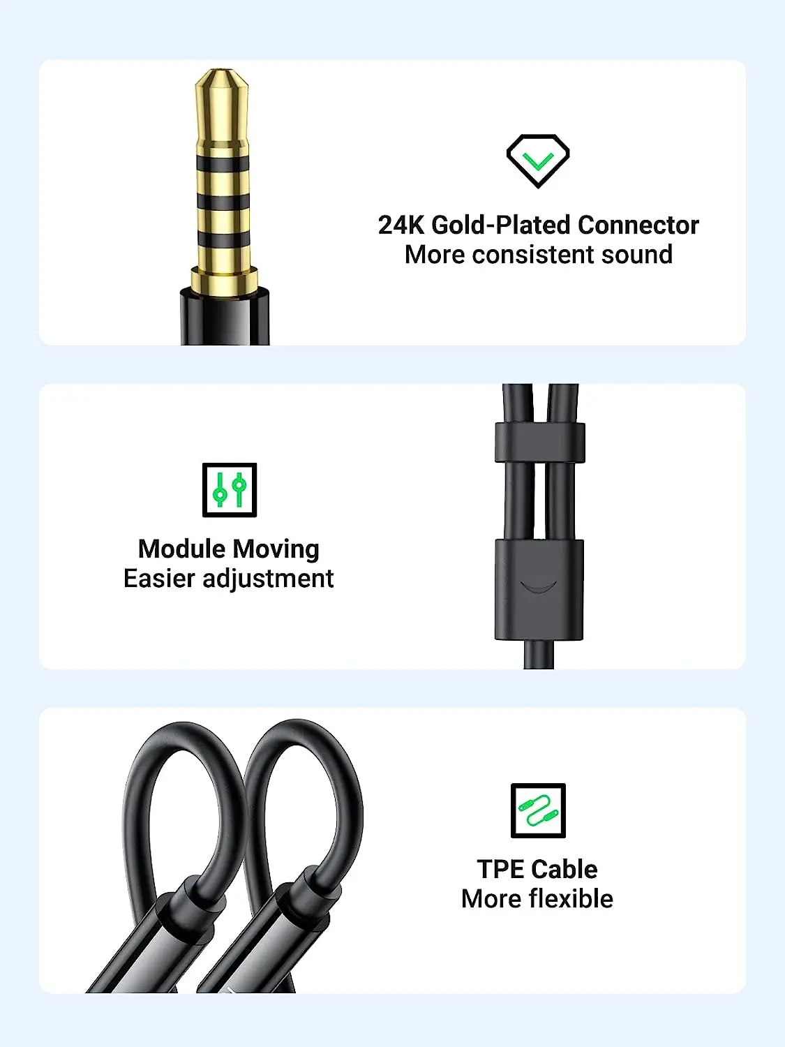 UGREEN 헤드폰 분배기 3.5mm 4극 TRRS 오디오 분배기 마이크 Y 헤드셋 분배기 스테레오 분리 잭