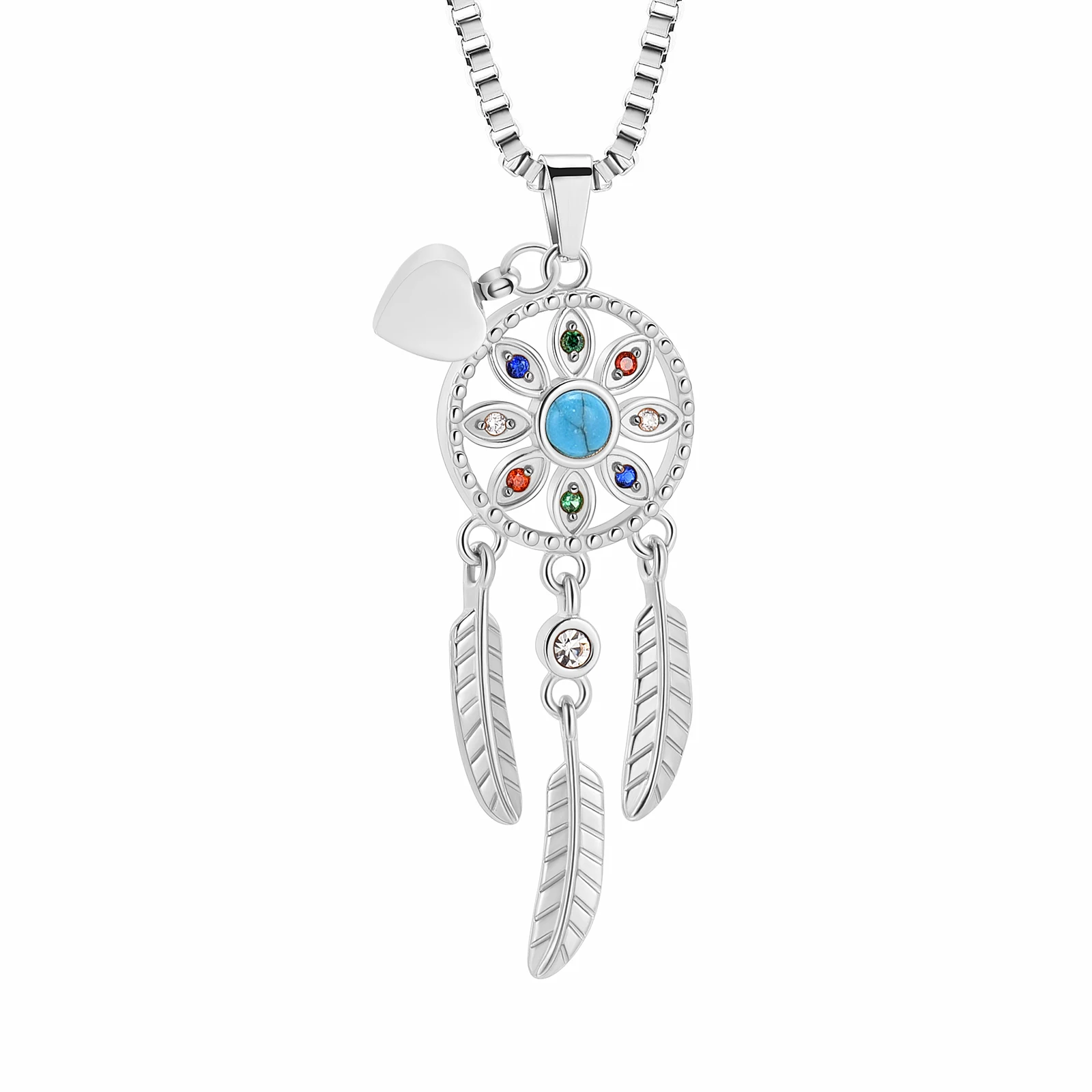 Dream Catcher Crystal Cremation Urn Jewelry Necklace cremation Jewelry for Ashes Gift for Women Men Pet Keepsake Pendant