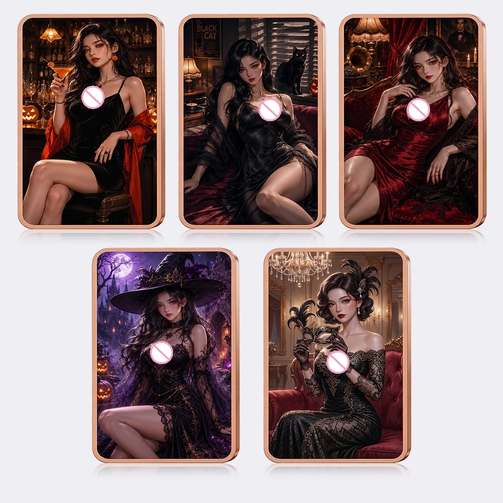 1oz .999 Fine Copper Bar Gothic Sexy Girl Halloween Witch Anime Beauty Bar Souvenir Challenge Coin Collection Art Bar Gift Decor