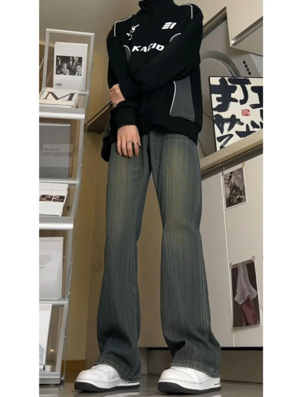 

Cleanfit Men's Slim Fit Straight Leg Jeans American High Street Vibe Bamboo Denim Wear Resistant Teenage Spring Faion