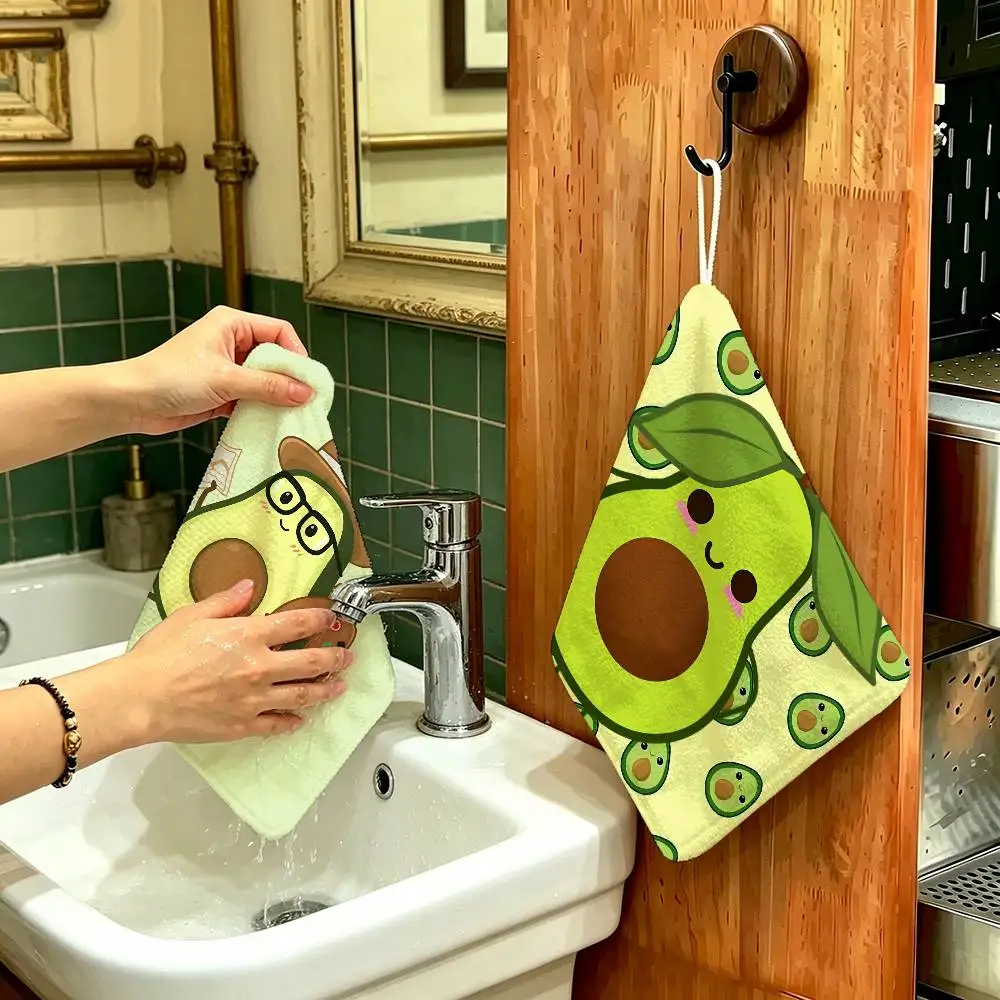 Avocado Hanging Kitchen Towel, Polyester Cotton Material, Wear Resistant Hand Wiping Towel for Home