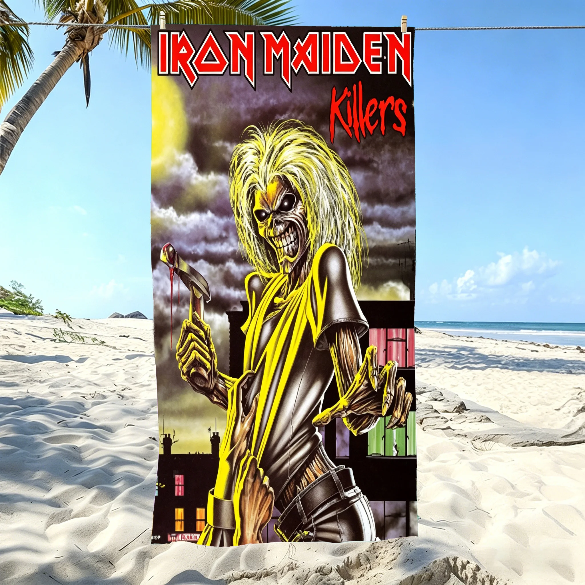 Toalla de playa de microfibra Iron Maiden Killers Album, de secado rápido, súper absorbente, sin arena, suave, extragrande, para baño, gimnasio y deportes