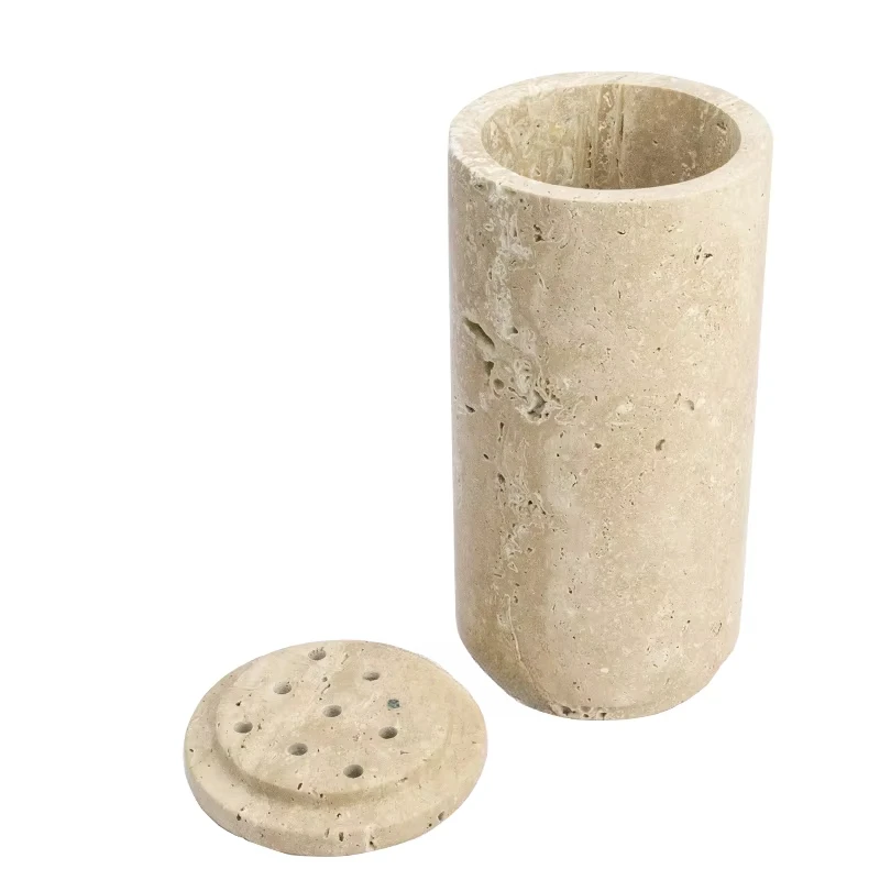 Wholesale Customized Natural Travertine Incense Holder Round Stone Holder Marble Incense Burner