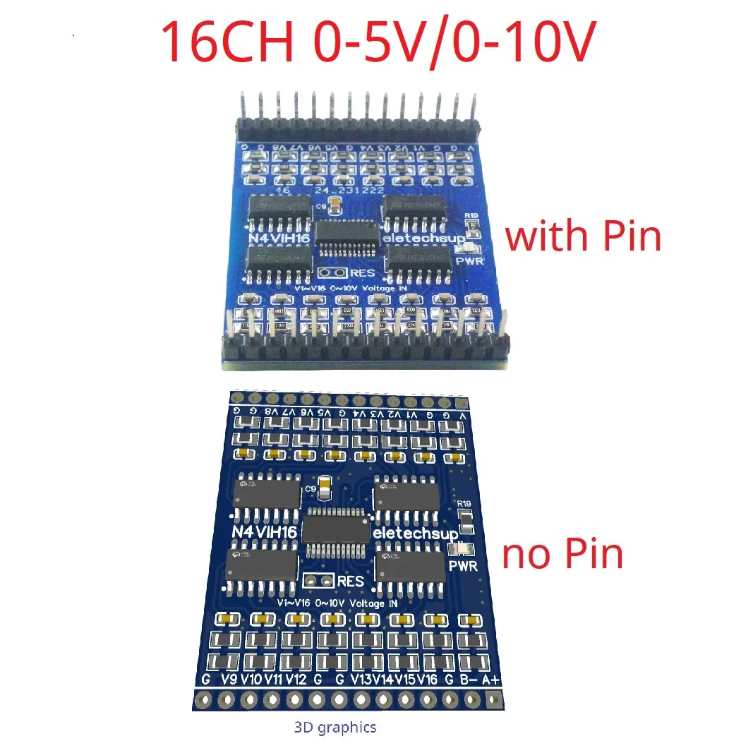 16CH RS485 Analog Input Module 0-5V 0-10V 4-20MA 0-20MA Current Voltage Collector N4VIH16 N4CIE16